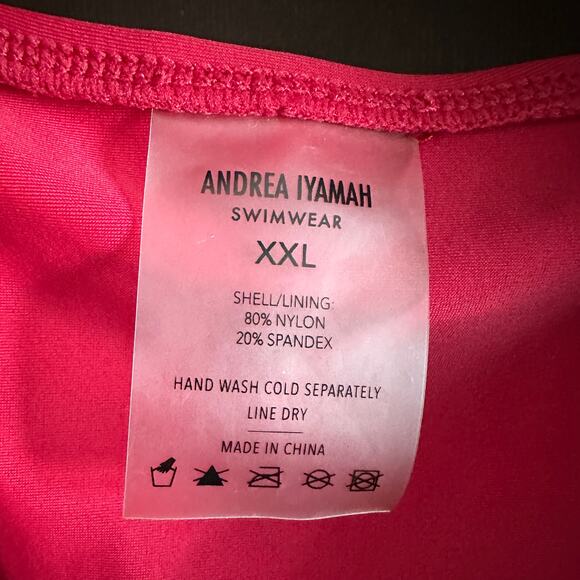 ANDREA IYAMAH | Red Ruffle Neck Peek-a Boo Cutout One Piece Swimsuit | Size 2XL - Picture 4 of 4